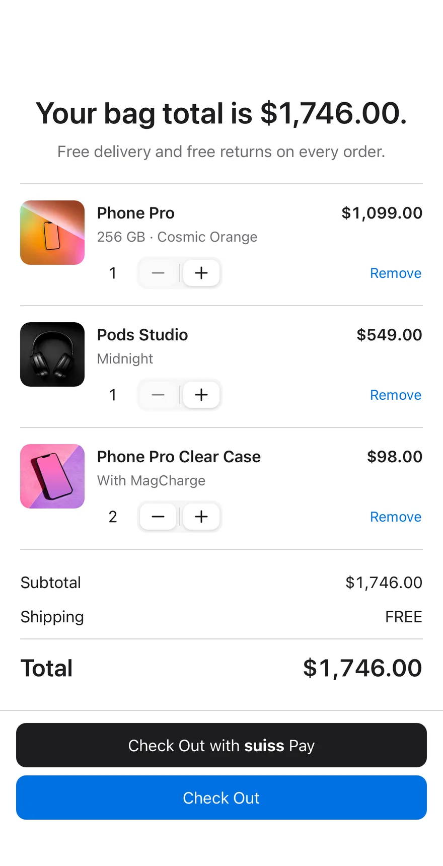 Bag Review on iOS in light mode