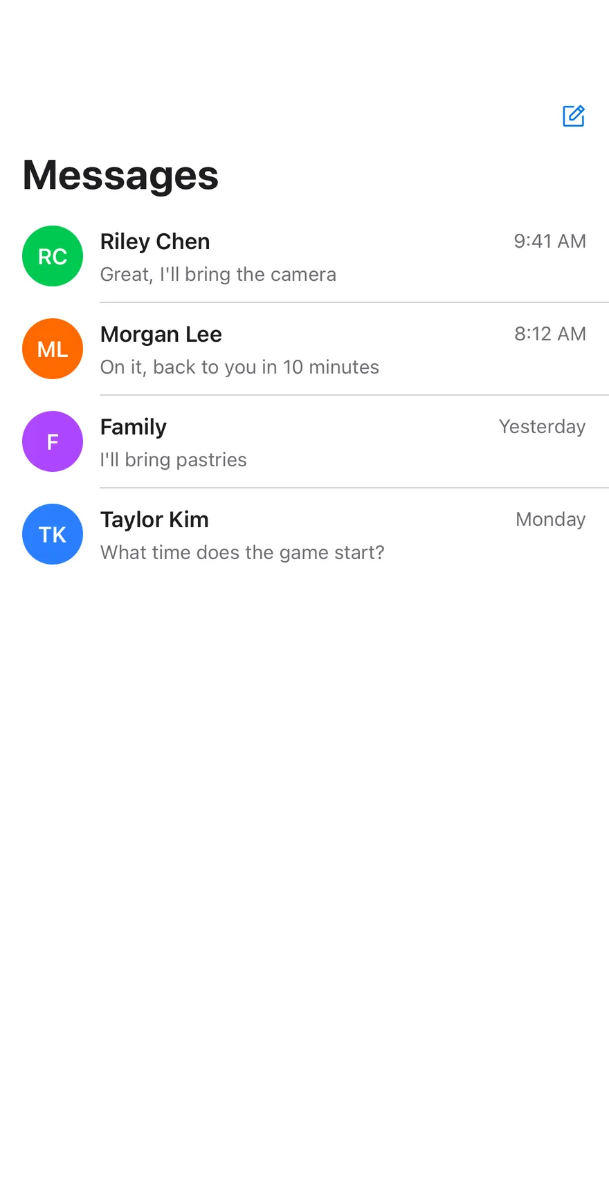 Chat Conversations on iOS in light mode