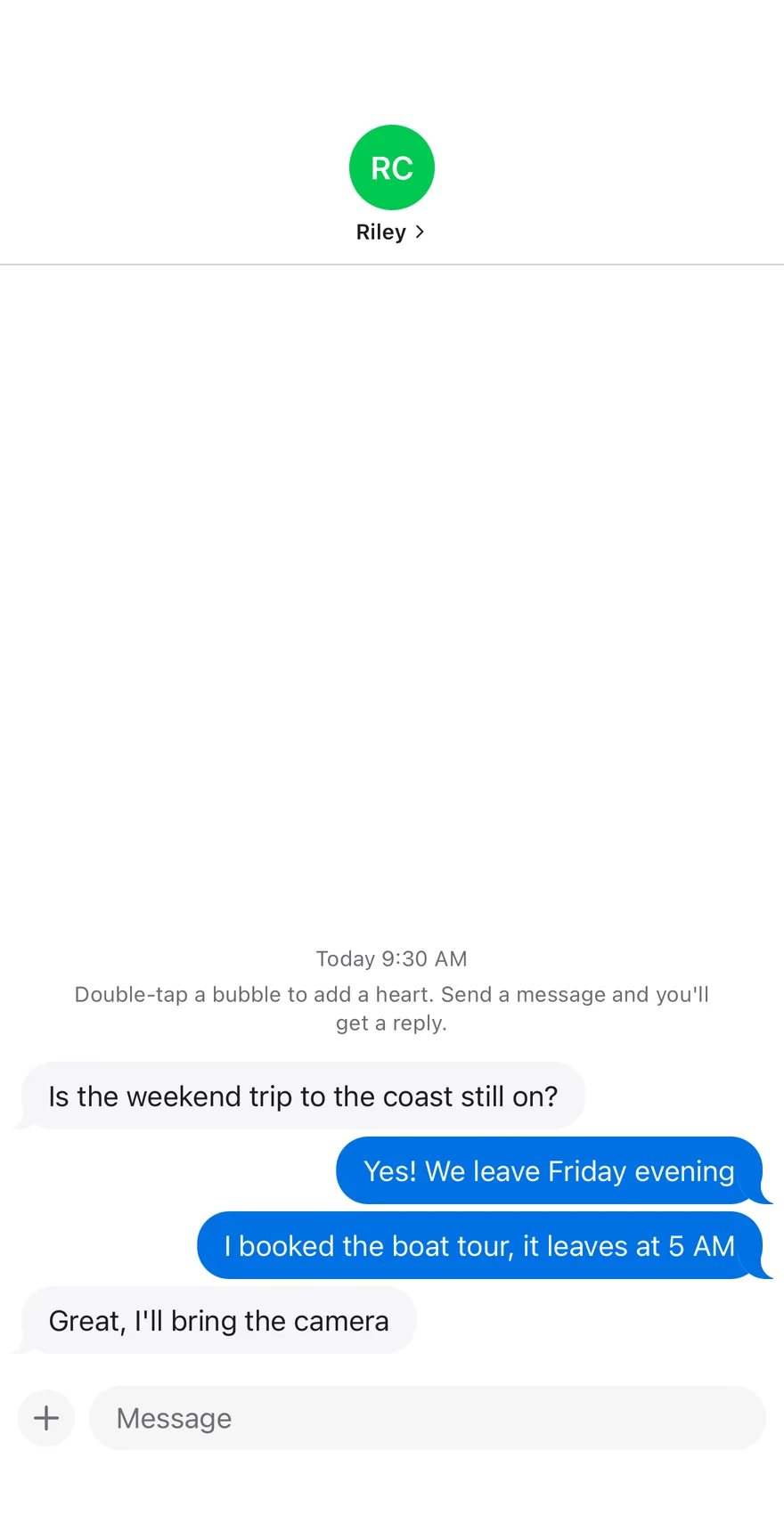 Chat Thread on iOS in light mode