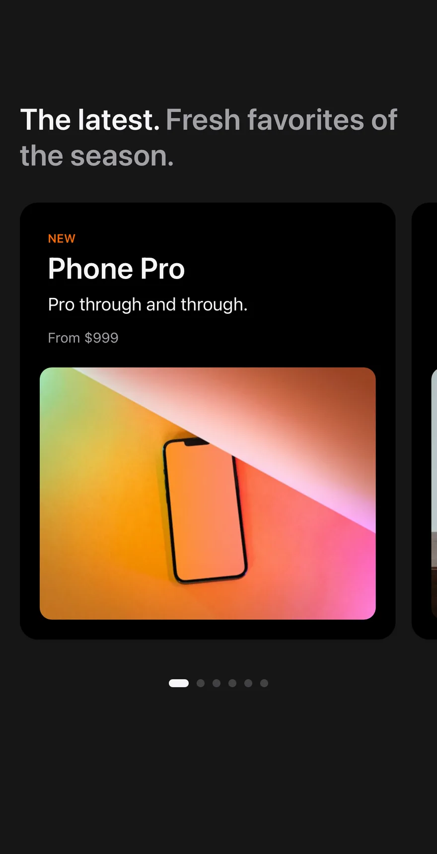 Grid Carousel on iOS in dark mode
