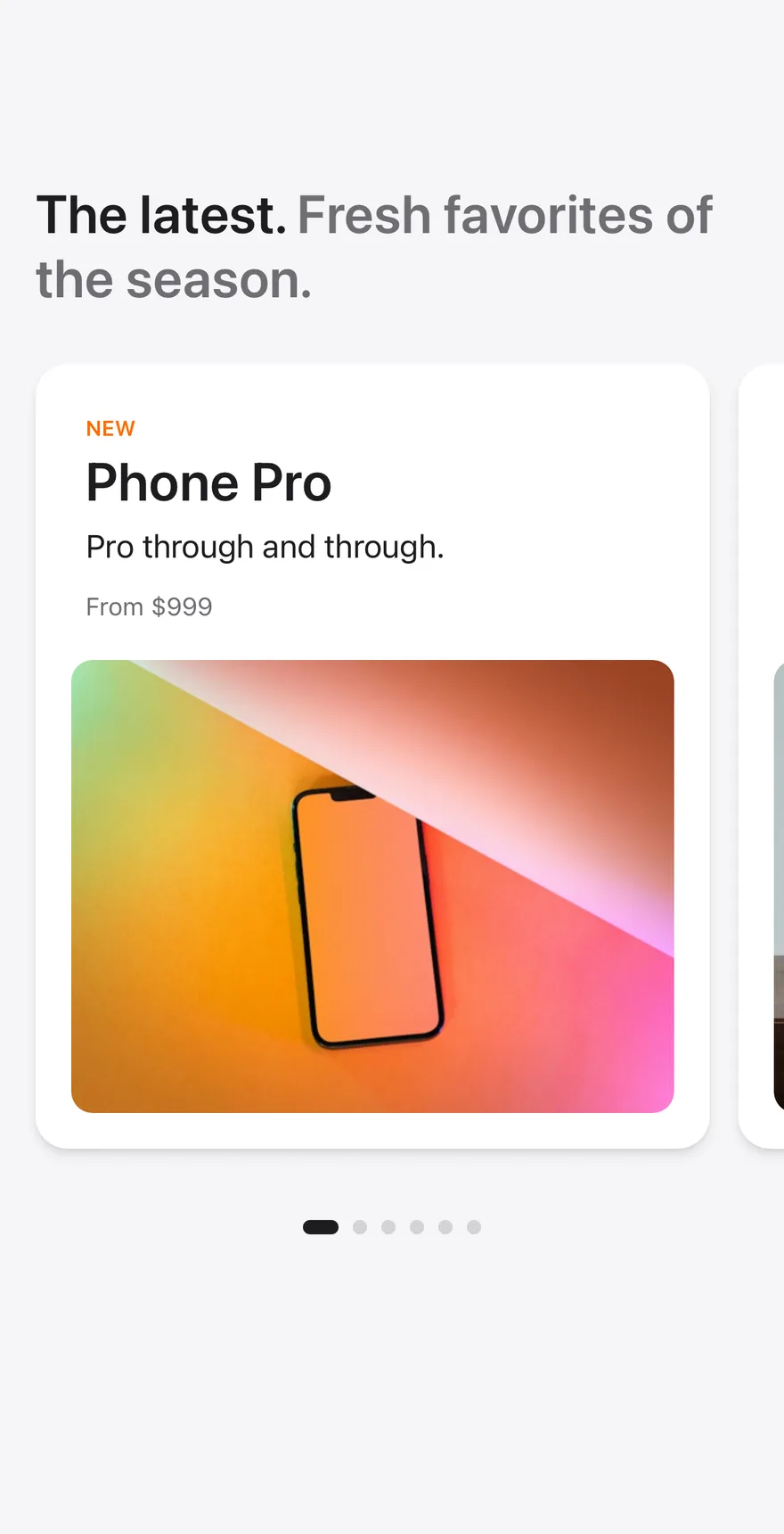 Grid Carousel on iOS in light mode