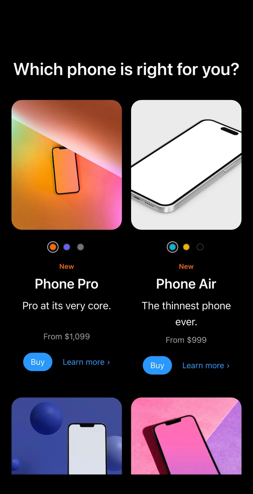 Grid Lineup on iOS in dark mode