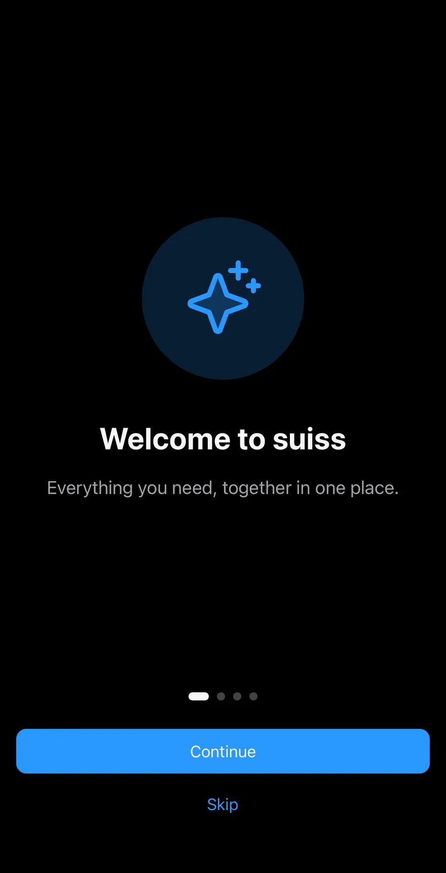 Onboarding on iOS in dark mode