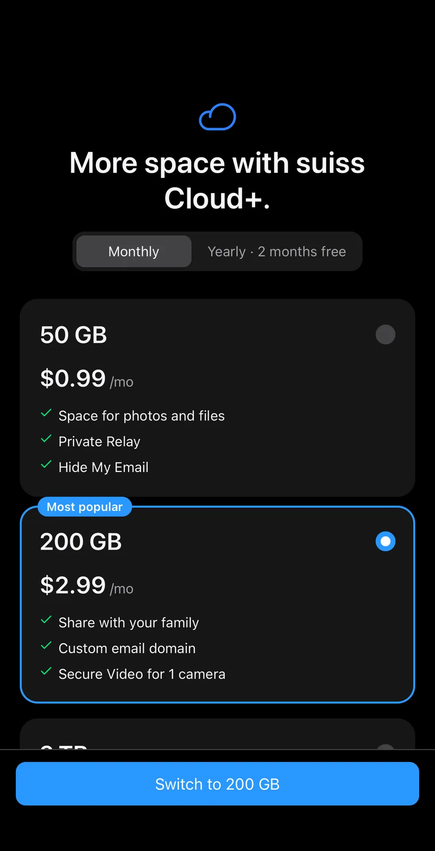 Price Storage on iOS in dark mode