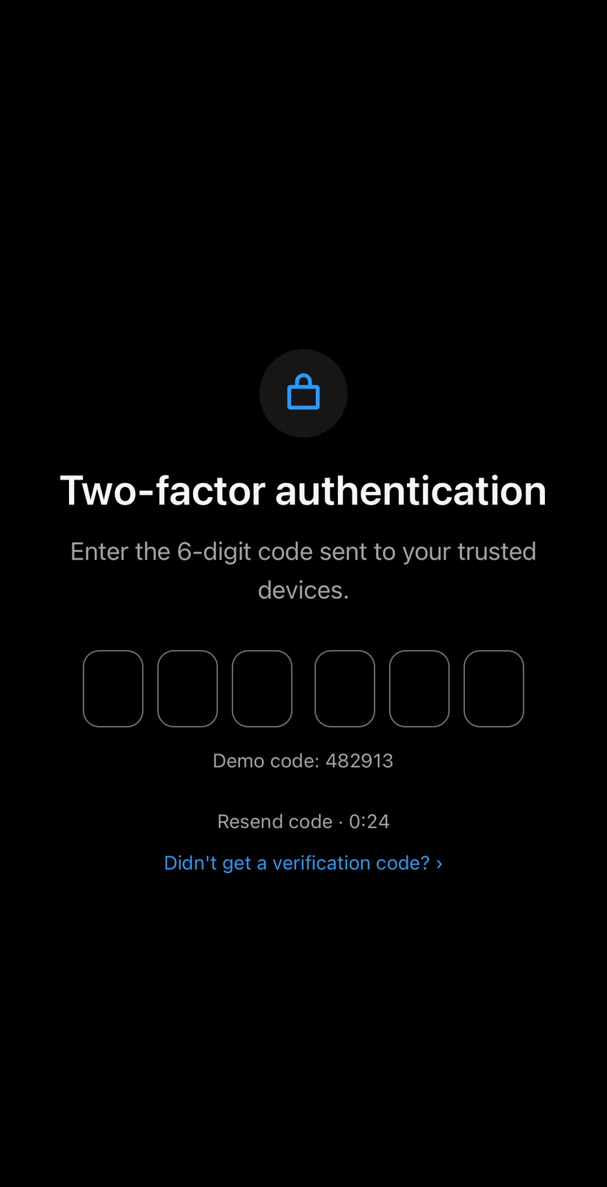 Verify Code on iOS in dark mode