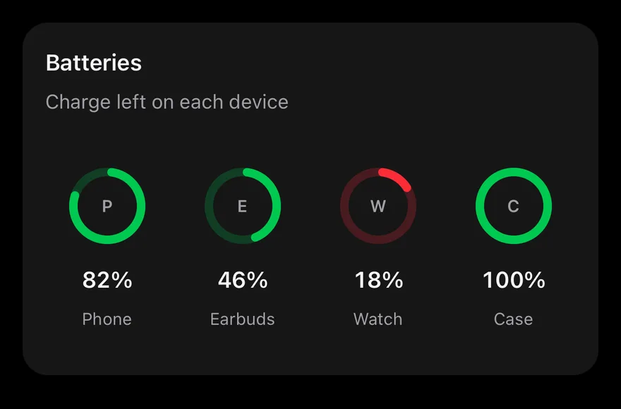 Radial (batteries) on iOS in dark mode