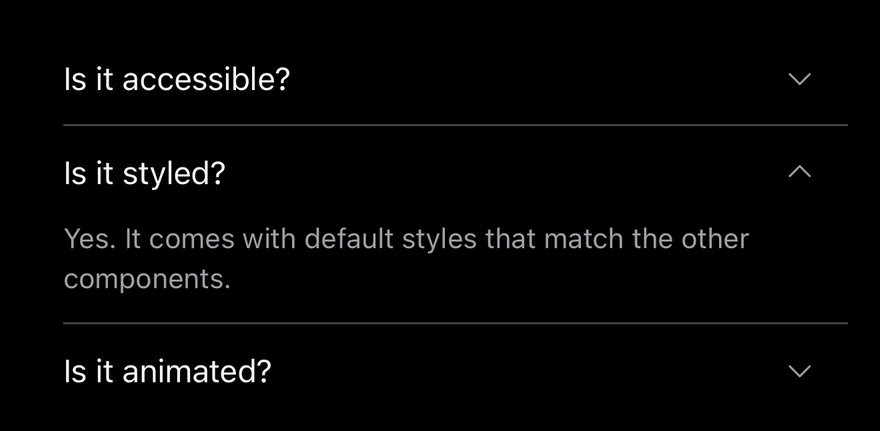 Accordion (open by default) on iOS in dark mode