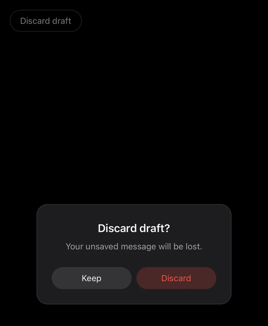 Alert Dialog (small) on iOS in dark mode