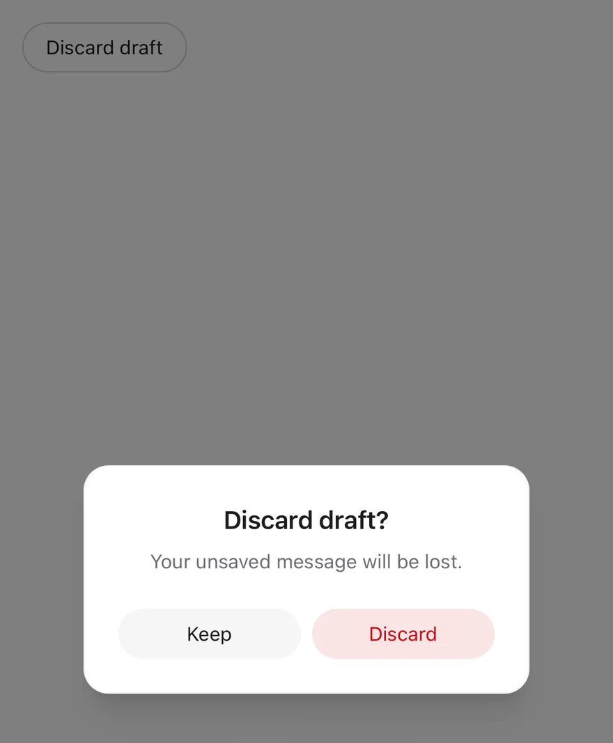 Alert Dialog (small) on iOS in light mode