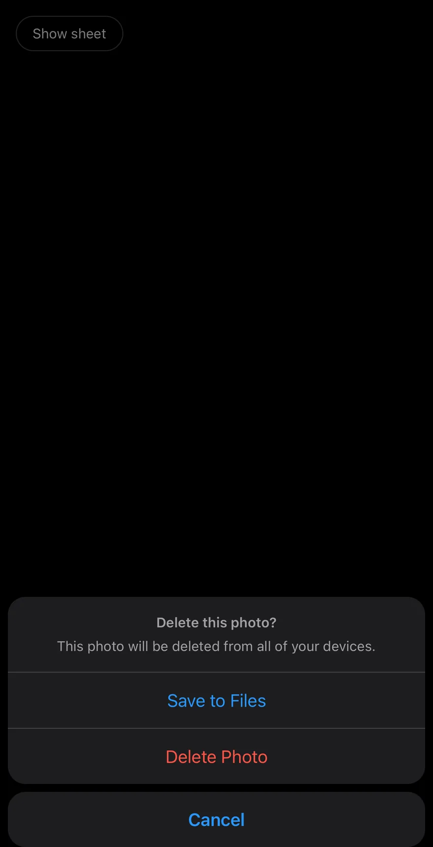 Alert Sheet on iOS in dark mode