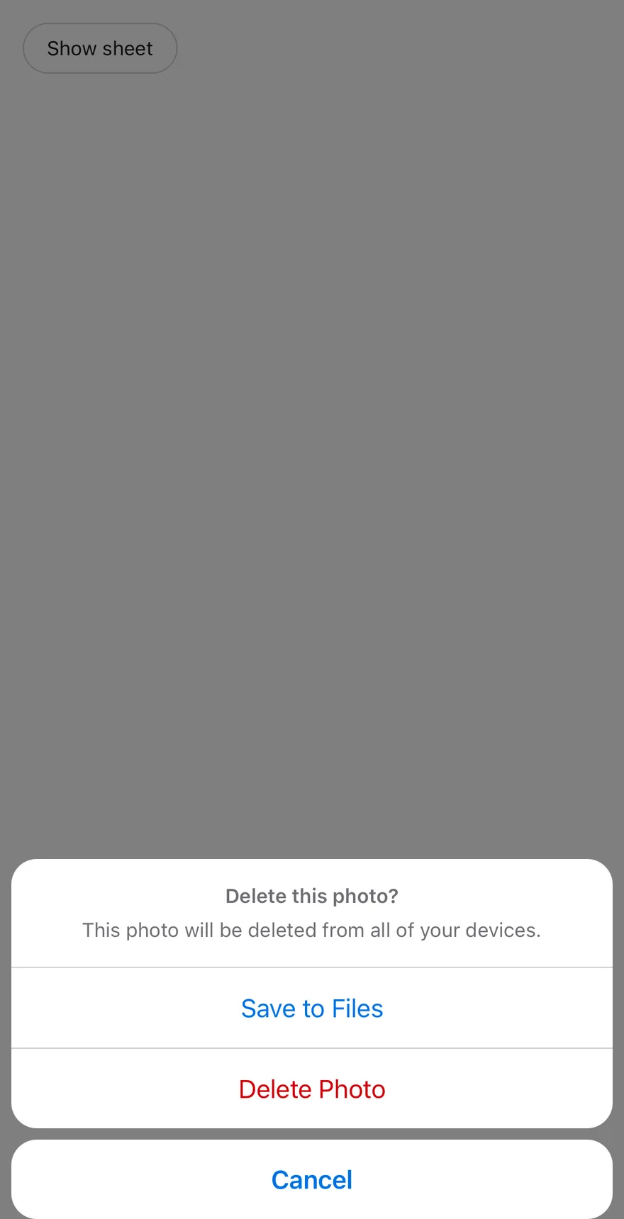 Alert Sheet on iOS in light mode