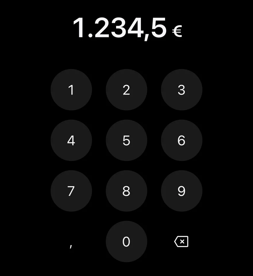 Amount Input (euro) on iOS in dark mode