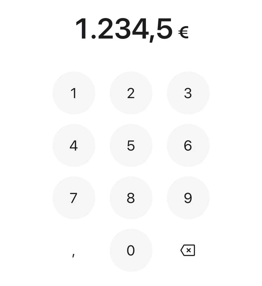 Amount Input (euro) on iOS in light mode