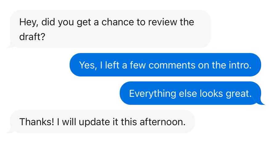 Bubble (conversation) on iOS in light mode
