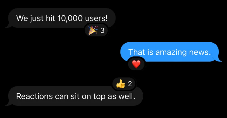 Bubble (with reactions) on iOS in dark mode