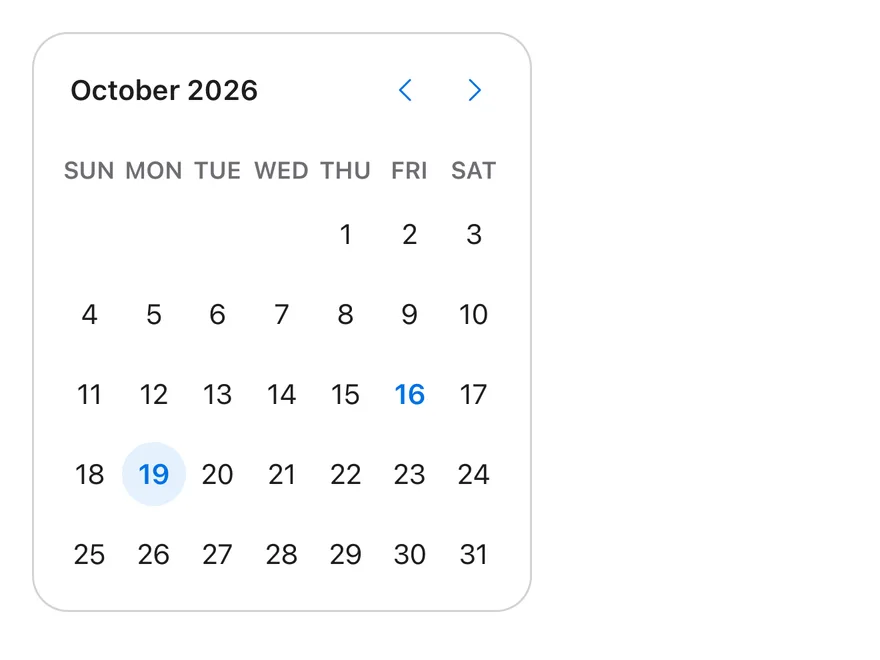 Calendar on iOS in light mode