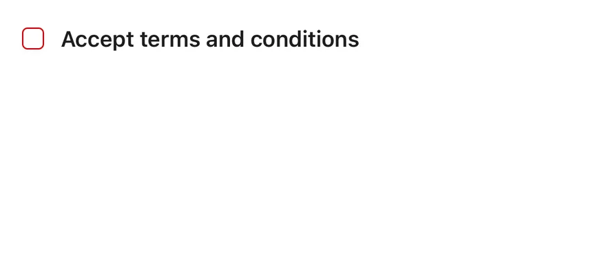 Checkbox (invalid) on iOS in light mode