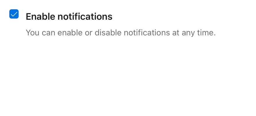 Checkbox (with description) on iOS in light mode
