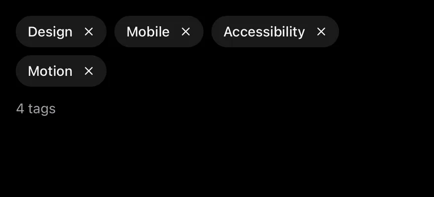 Chip (removable) on iOS in dark mode