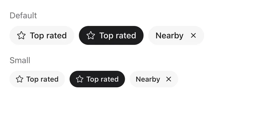 Chip (sizes) on iOS in light mode