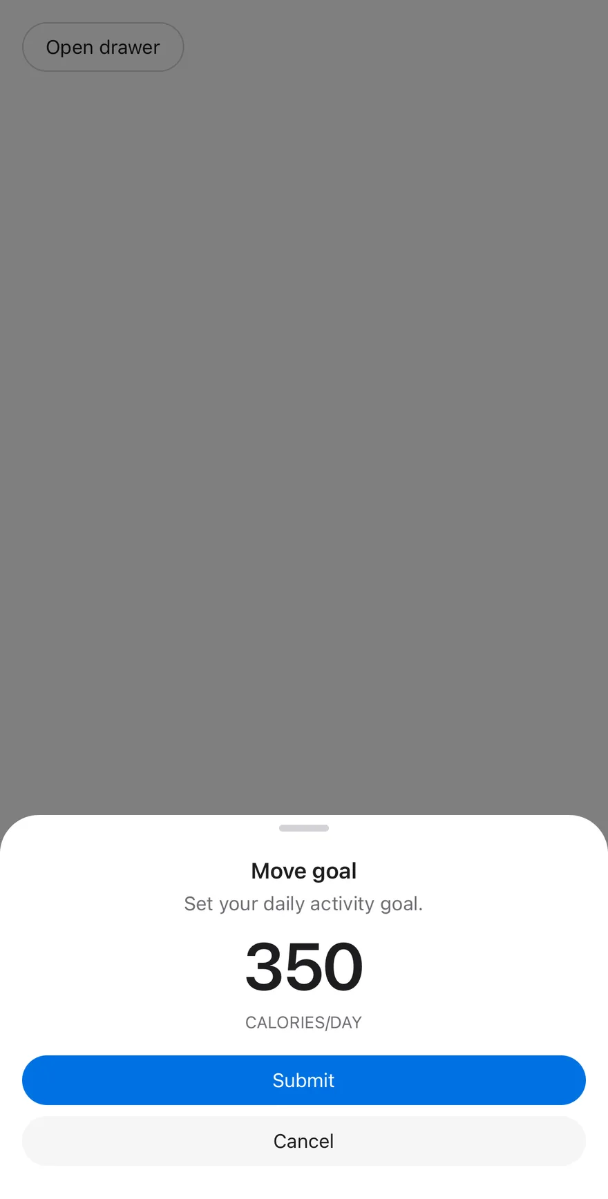 Drawer (open by default) on iOS in light mode
