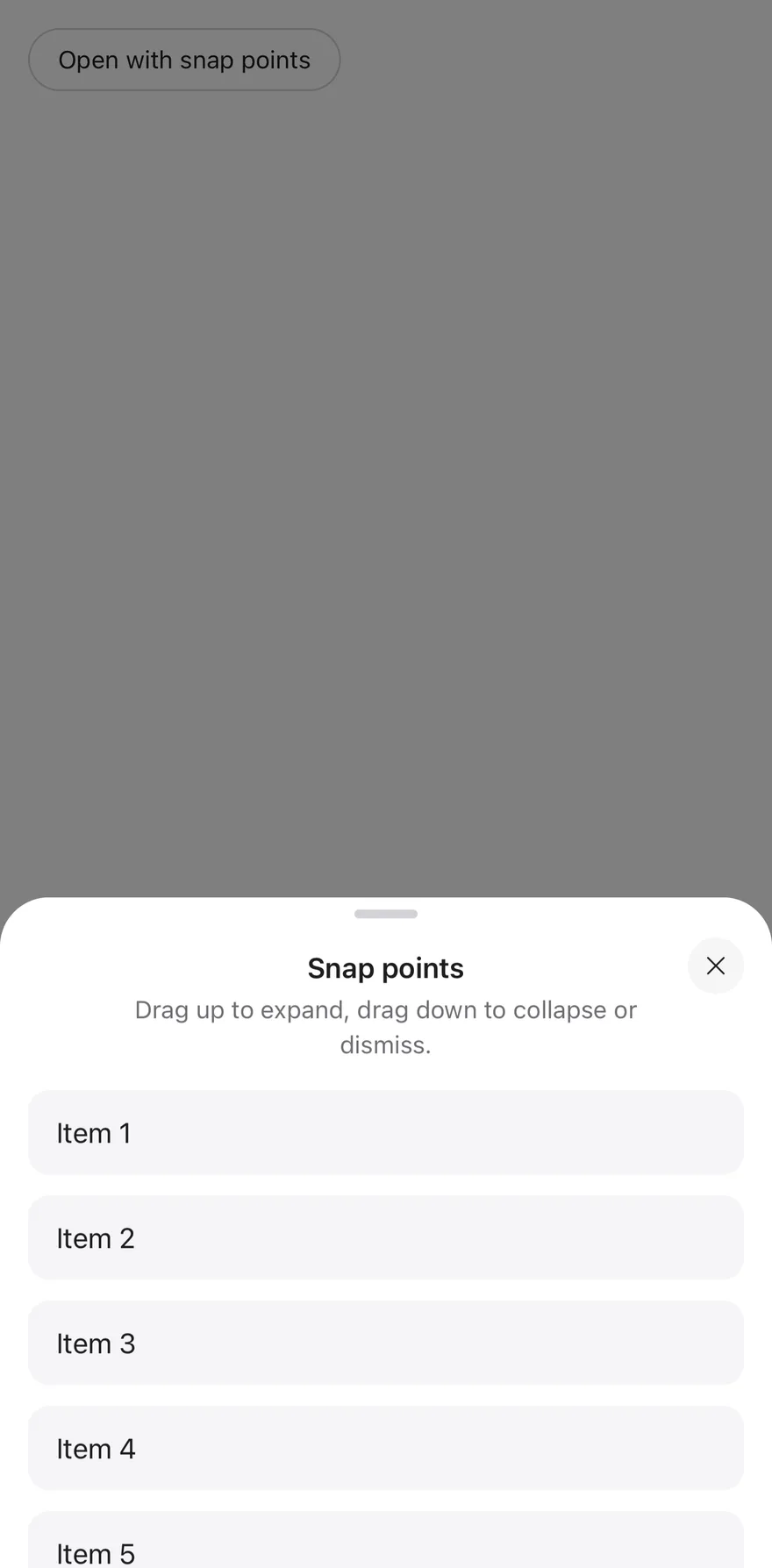 Drawer (snap points) on iOS in light mode