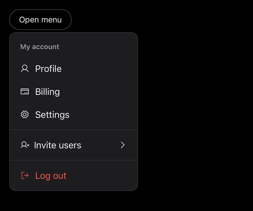 Dropdown Menu on iOS in dark mode