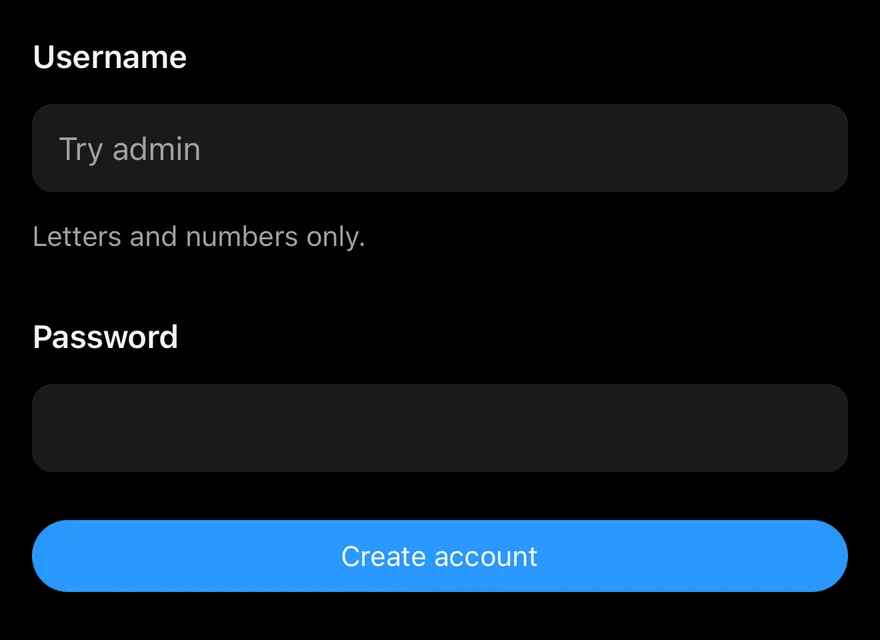 Field (form) on iOS in dark mode
