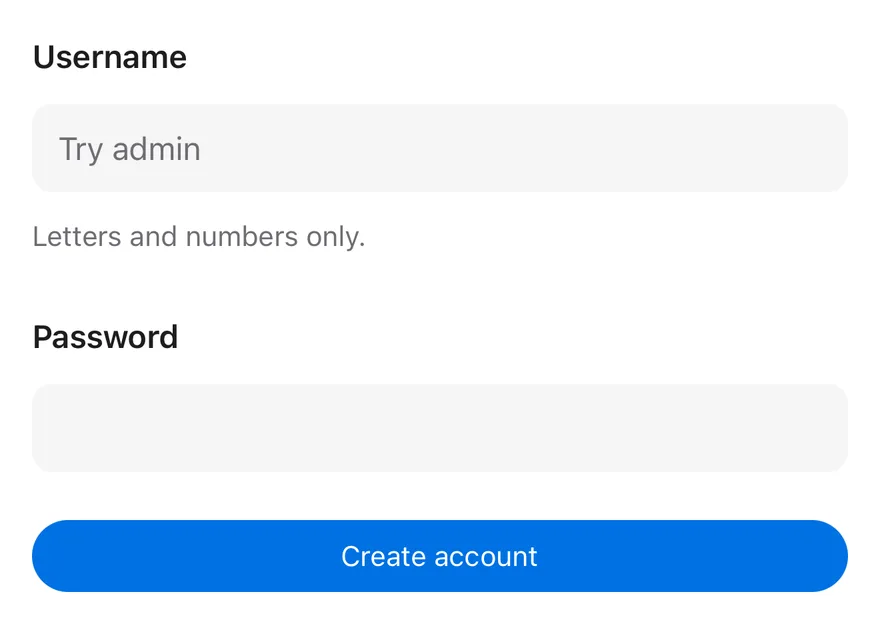 Field (form) on iOS in light mode