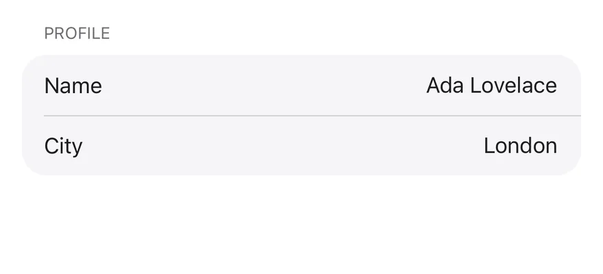 Field (inset) on iOS in light mode