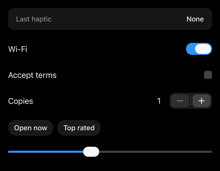 Haptics (disabled) on iOS in dark mode