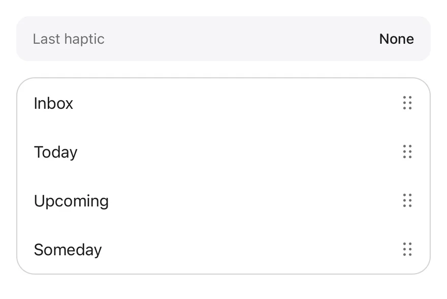 Haptics (reorder) on iOS in light mode