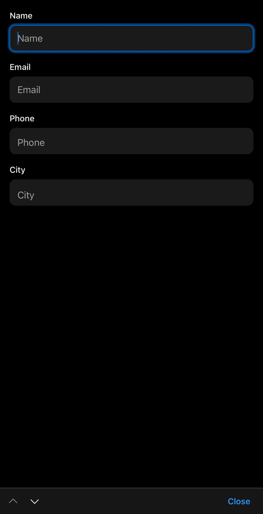 Input Accessory Bar (custom labels) on iOS in dark mode