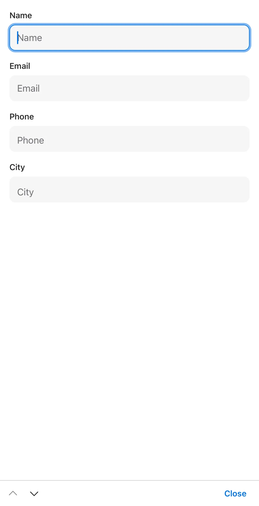 Input Accessory Bar (custom labels) on iOS in light mode