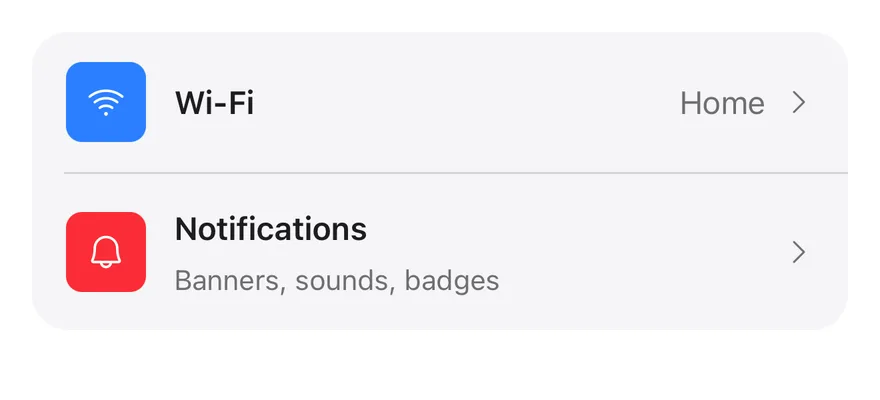 Item (inset group) on iOS in light mode