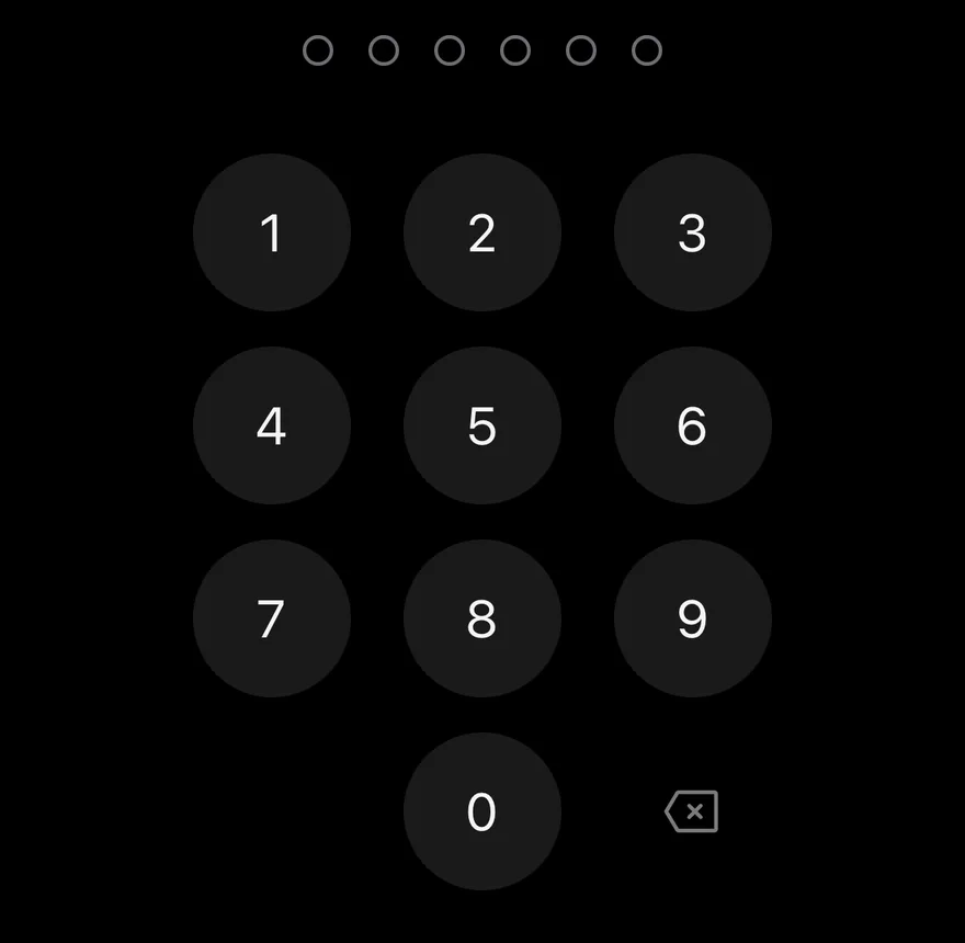 Pin Pad on iOS in dark mode