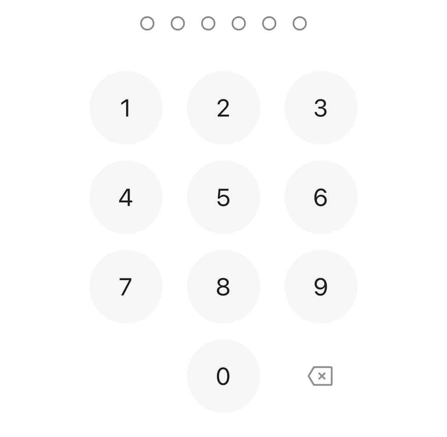 Pin Pad on iOS in light mode
