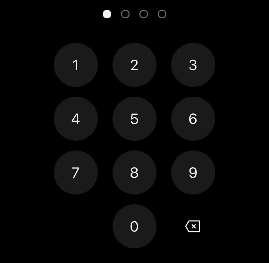 Pin Pad (four digits) on iOS in dark mode
