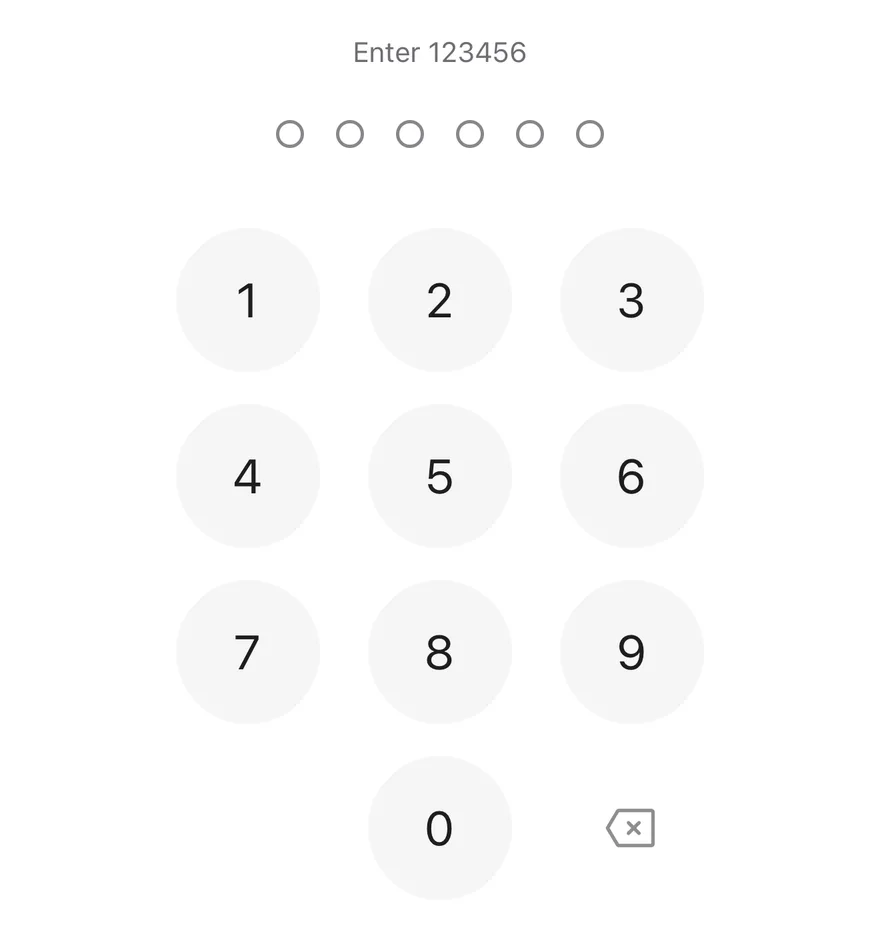 Pin Pad (verify) on iOS in light mode