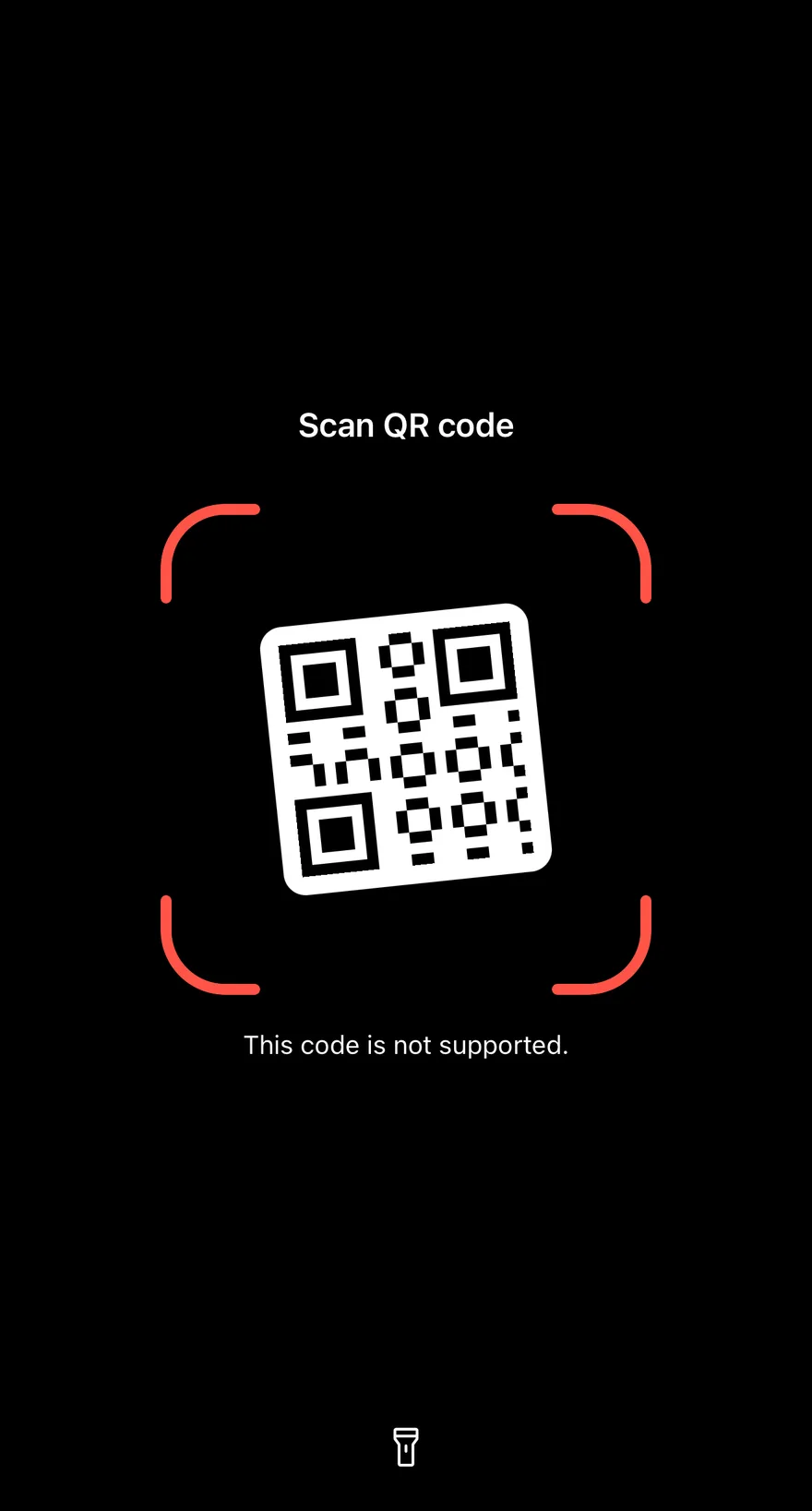 Qr Scanner (error state) on iOS in dark mode