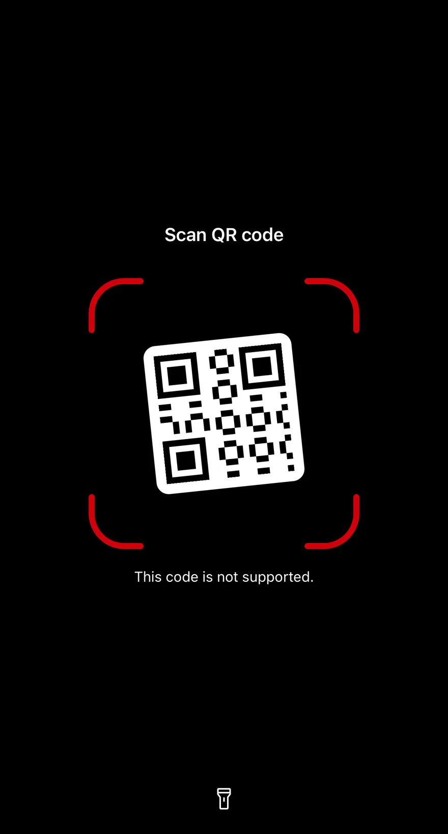 Qr Scanner (error state) on iOS in light mode