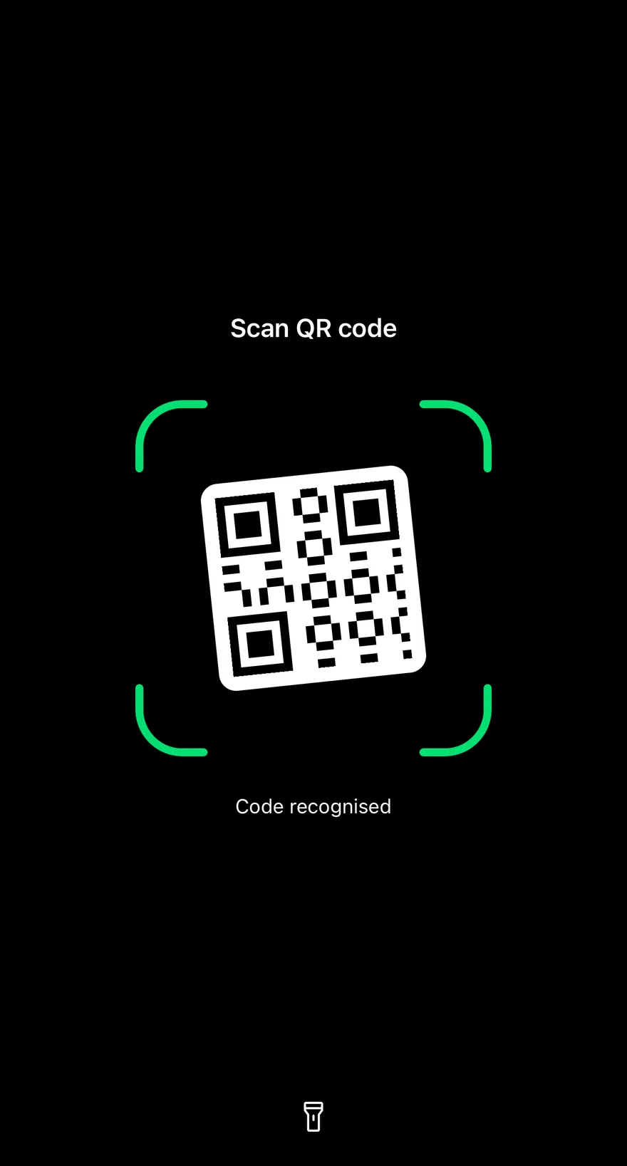 Qr Scanner (success) on iOS in dark mode