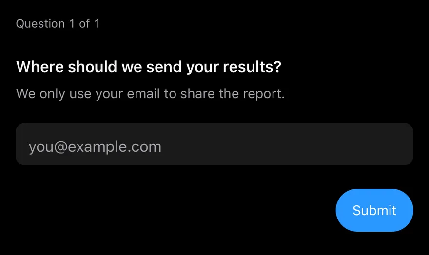 Questionnaire (text input) on iOS in dark mode