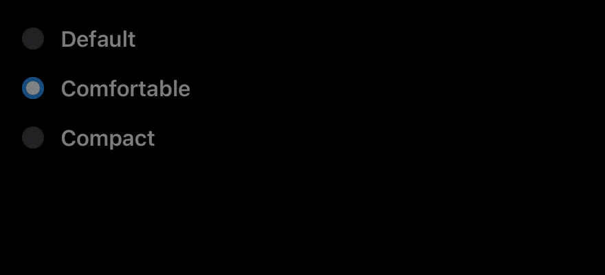 Radio Group (disabled) on iOS in dark mode