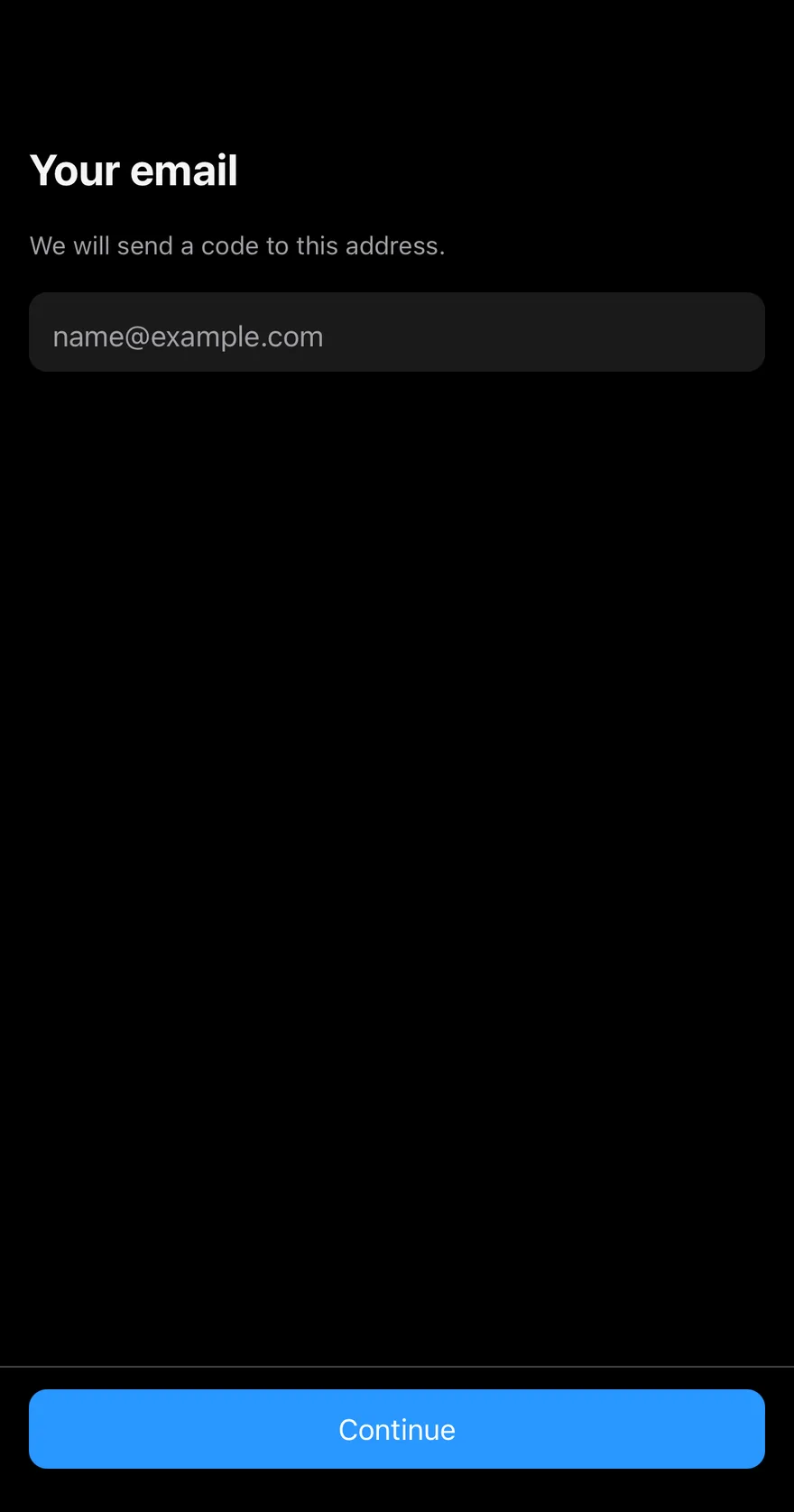 Screen (with bottom bar) on iOS in dark mode