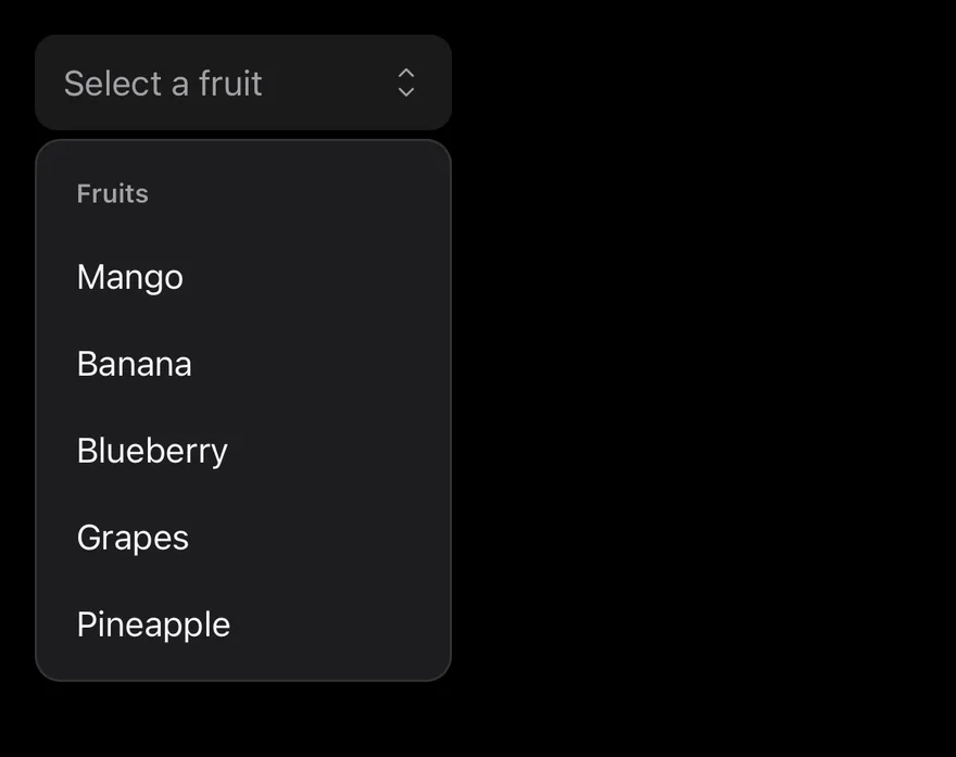 Select on iOS in dark mode