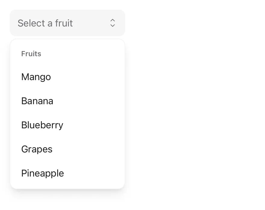 Select on iOS in light mode