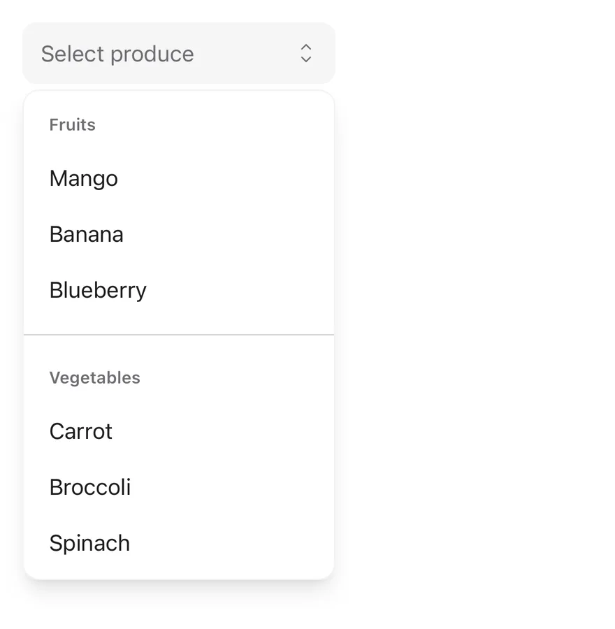 Select (grouped) on iOS in light mode