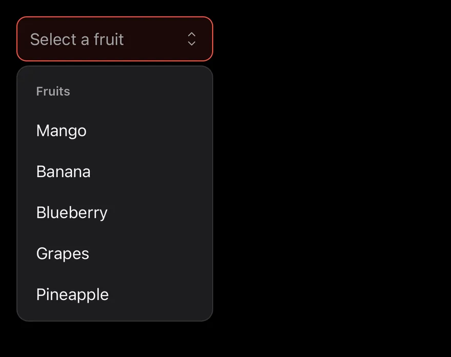 Select (invalid) on iOS in dark mode