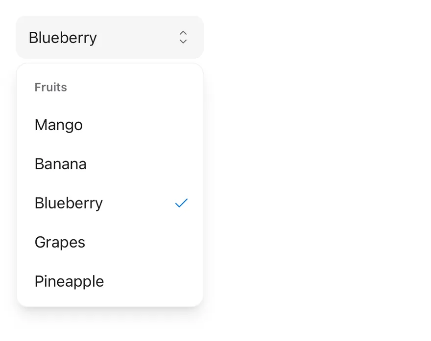 Select (open by default) on iOS in light mode